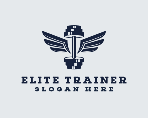 Fitness Dumbbell Wings logo design