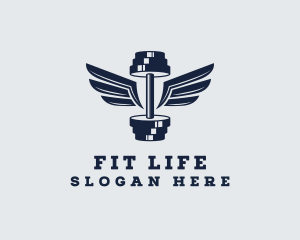 Fitness Dumbbell Wings logo design