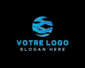 3d - Wave Globe Network logo design