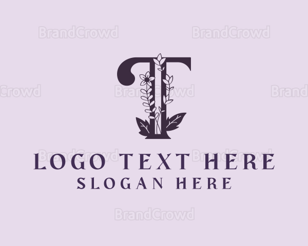 Flower Bloom Letter T Logo