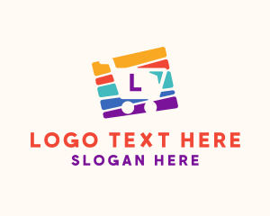 Mall - Colorful Shopping Cart Lettermark logo design