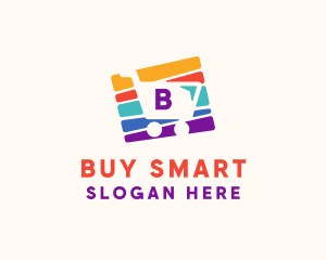 Colorful Shopping Cart Lettermark logo design