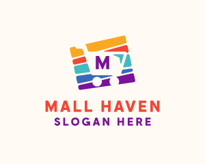 Colorful Shopping Cart Lettermark logo design