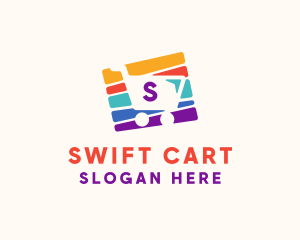 Colorful Shopping Cart Lettermark logo design