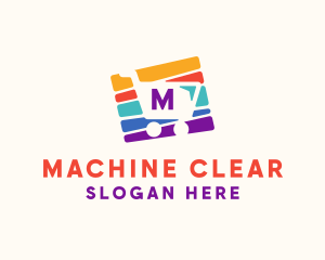 Minimart - Colorful Shopping Cart Lettermark logo design