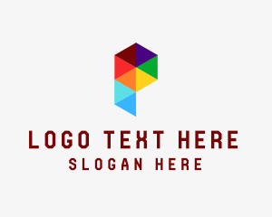 Typography - Colorful Digital Letter P logo design
