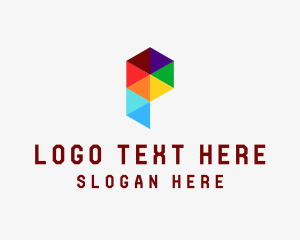Colorful Digital Letter P Logo