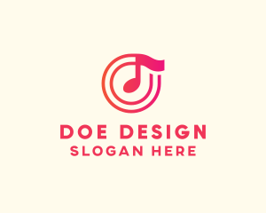 Pink Music Note logo design