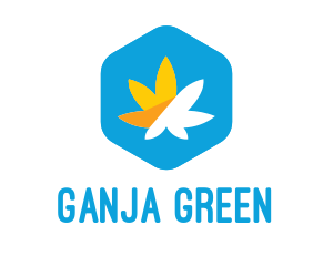 Ganja - Cannabis Weed Hexagon logo design