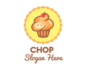 Icing - Brown Muffin Cupcake Cherry logo design