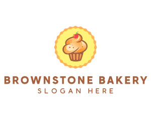 Brown Muffin Cupcake Cherry logo design