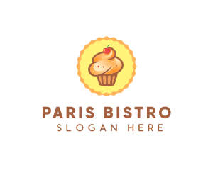 Brown Muffin Cupcake Cherry logo design