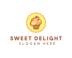 Brown Muffin Cupcake Cherry logo design