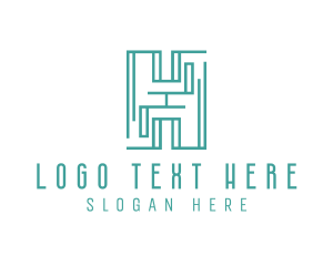 Networking - Teal Maze H logo design