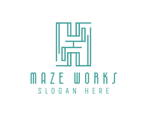 Maze - Teal Maze H logo design