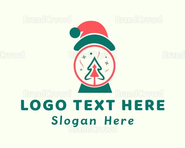 Christmas Santa Hat Tree Logo