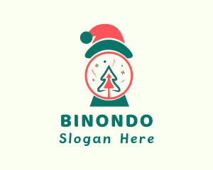 Christmas Santa Hat Tree Logo