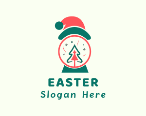 Christmas Santa Hat Tree Logo