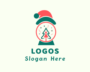 Christmas Santa Hat Tree Logo