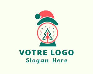 Christmas Santa Hat Tree Logo