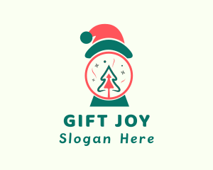 Christmas Santa Hat Tree logo design