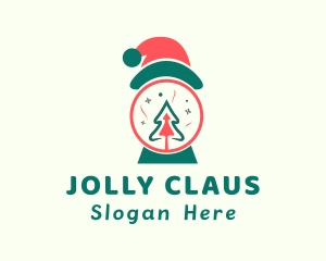 Christmas Santa Hat Tree logo design