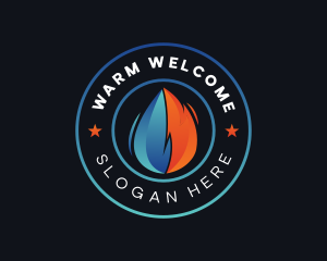 Water Droplet Flame HVAC logo design