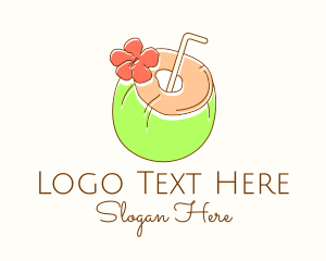 Line Art - Tropical Coconut Juice logo design