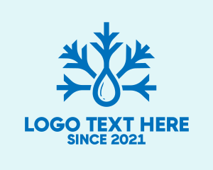 Ice - Blue Snowflake Drop logo design