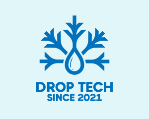 Drop - Blue Snowflake Drop logo design