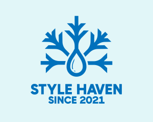 Skiing - Blue Snowflake Drop logo design