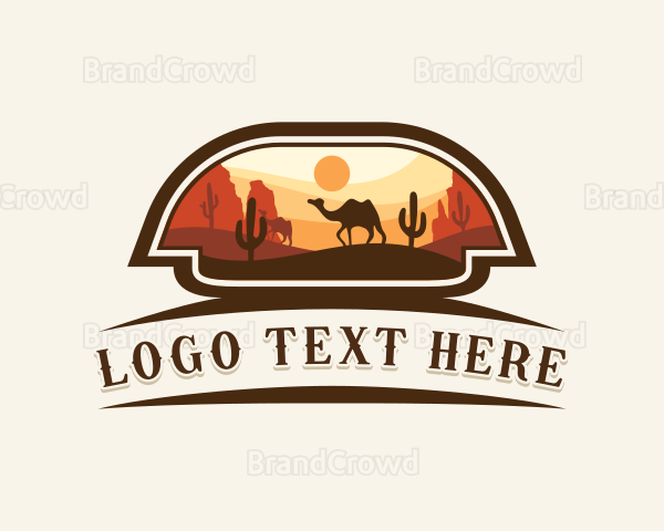 Camel Cactus Desert Logo