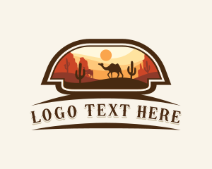 Sand Dunes - Camel Cactus Desert logo design
