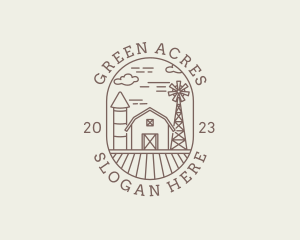 Land - Rural Farm Barn Windmill logo design