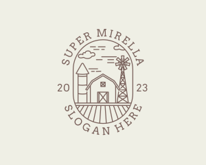 Land - Rural Farm Barn Windmill logo design