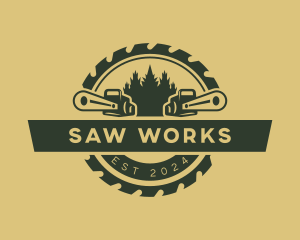 Carpentry Chainsaw Lumberjack logo design