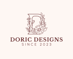 Floral Letter D logo design