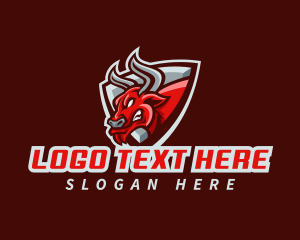 Horn - Bull Gaming Shield logo design