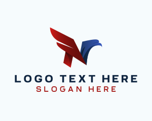 America - American Eagle Wings Letter N logo design