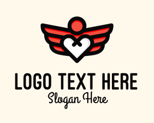 Dating Community - Winged Heart Romantic logo design