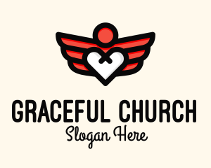 Winged Heart Romantic logo design