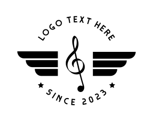 Music - Musical Record Wings logo design