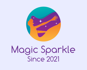 Magic Sparkle Woman Hair logo design