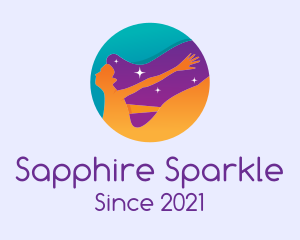 Magic Sparkle Woman Hair logo design