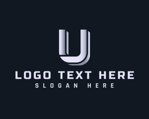 Iron - Industrial Metal Construction Letter U logo design