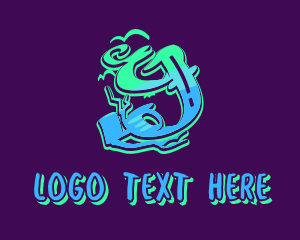 Teenager - Neon Graffiti Art Number 9 logo design