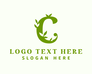 Vegan - Botanical Leaves Letter C logo design