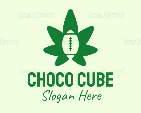 Green Rugby Cannabis Leaf Logo