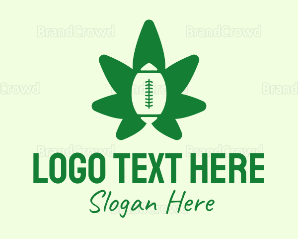 Green Rugby Cannabis Leaf Logo