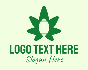 League - Green Rugby Cannabis Leaf logo design
